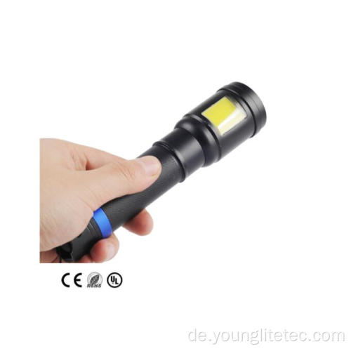 Aluminium-LED-taktische Taschenlampe mit COB-Bodenlicht